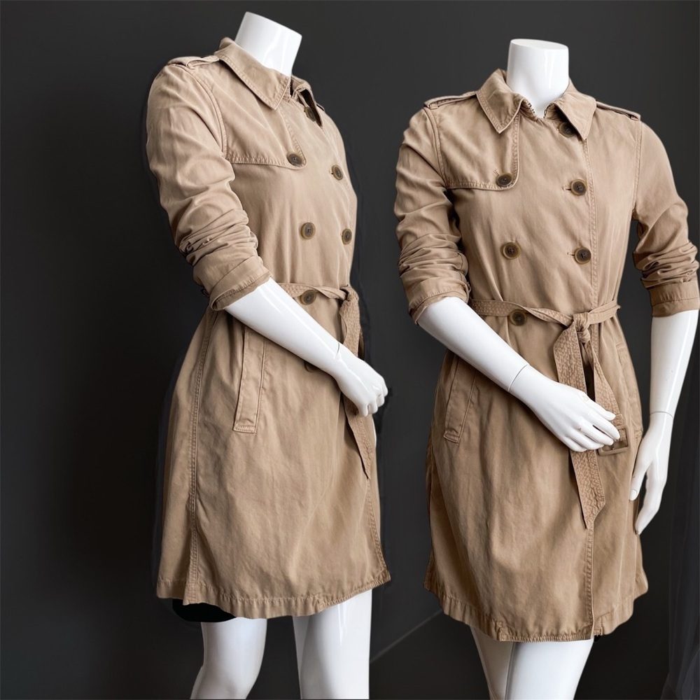 JCrew Icon Trench Coat Classic Tan Camel Preppy Mid-Length Double Breasted Sz 2 - Picture 2 of 12